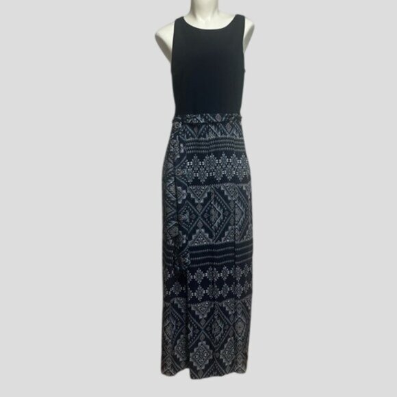 Vince Camuto Navy Abstract Sleeveless Wide Leg Jumpsuit - Picture 1 of 13
